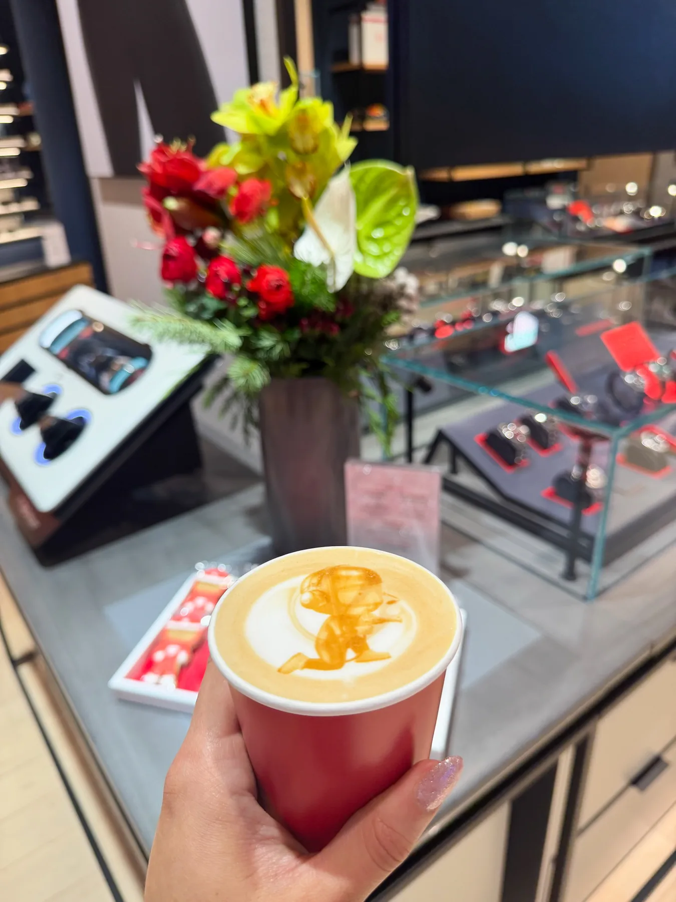 Signature latte served at a Houston beauty brand product launch activation